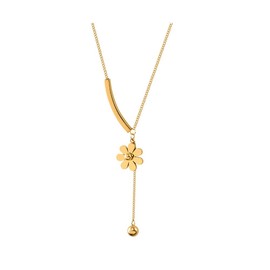 HSAJS Women's Necklace Flower Daisy Pendant Necklace Gold Choker Bohemian Gold-Plated Chain with Pendant Gold Chain Fashion Jewellery for Women and Girls, Stainless Steel, No Gemstone