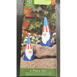 HD Designs Outdoors New HD Designs Patriotic Metal Cone Gnome In & Outdoor Set of 2 - Sz 12'' & 16"