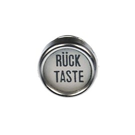 Miniblings Backpace Brooch Pin Typewriter Button Vintage Upcycling White - Handmade Fashion Jewellery I Lapel Pin Button Pins, 15mm, Metal