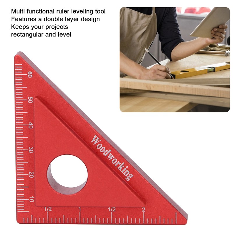 45/90 Degree Aluminum Alloy Angle Ruler High Accuracy DIY Woodworking