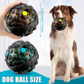 2 Pcs Dog Toy Ball Interactive for Aggressive Chewers Durable Fetch Ball Dog with Squeaky Giggle Fun Elastic Rubber Dog Wobble Ball Chew Toy for Small Medium Large Teeth Cleaning, Lake Blue and Yellow