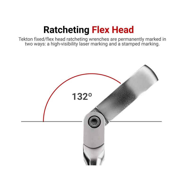 TEKTON 10 mm Long Fixed/Flex Head 12-Point Ratcheting Box End