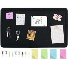 Vuzvuv Black 28"x16" Large Cork Board with 50 Push Pins & Sticky Notes, Self-Adhesive Bulletin Board No Damage for Wall, Felt Pin Board for Paste Notes, Photos, Schedules Offices Home