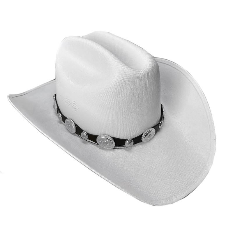 Rainbow Trimming Co. Western Hatband -Black Leather- Silver Conchos