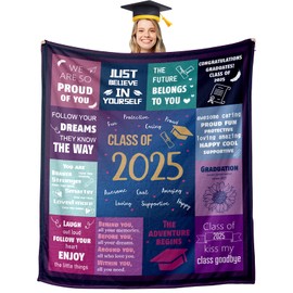 2025 Graduation Gifts Blanket for Her Him Class of 2025 Graduation Decorations College Graduation Gifts Senior Gifts High School Master Phd Nurse 5th 8th Grade Graduate Throw Blanket, 50x60 inches