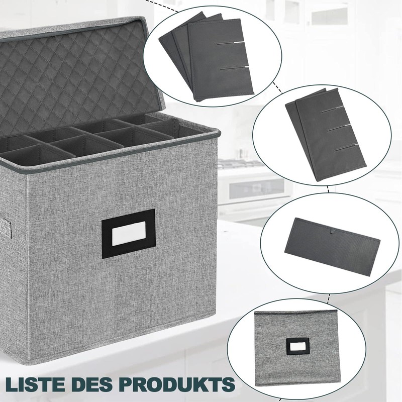 VERONLY Champagne Flute Storage Box with Dividers, Champagne Glass Storage