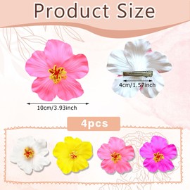 Hawaii Blumen Haarspangen, 4pcs Blumen Haarklammer, Blume Haarspangen Damen, Haarspange Blume, Große Flower Hair Clip, Plumeria Blumen Haarklammer, Flower Hair Claw Clips