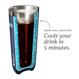 Zoku Instant Iced Coffee Maker, Reusable Beverage Chiller Cools Hot Beverages in Minutes Without Dilution, Portable 11-ounce Tumbler With Spill-resistant Lid and Straw, Grey