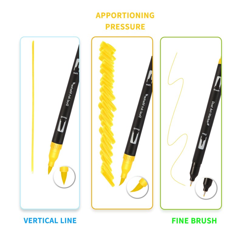 Jnyan Felt Tip Pens Dual Brush Marker, 36 Colours Fine