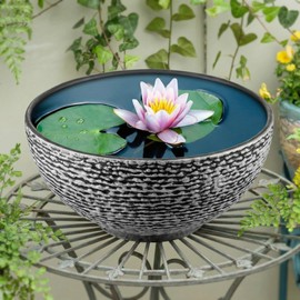 RimCereal 1 Pack Large Water Lily Planter Bowl, 16 Inch Lotus Flower Bowl Fit Hydroponic Succulent Planter Water Plant Container for Indoor Outdoor Garden Balcony Patio Fish Pond Bird Bath (Gray)