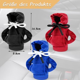 FLEXNOVA Pack of 3 Gear Lever Hoodie, Gear Knob Hoodie, Car Decoration for Mini Gear Knob Cover, Gear Shift Jumper, Funny Gifts, Car Accessories, Gadgets Interior, Red, Black, Blue