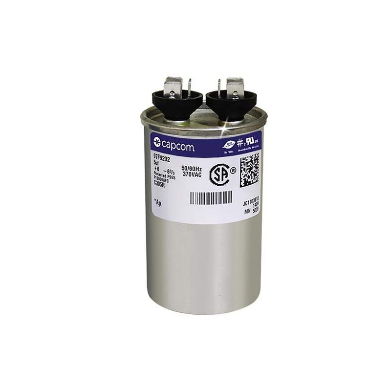 97F9202 5 uf MFD 370 Volt VAC - CBB65 Round