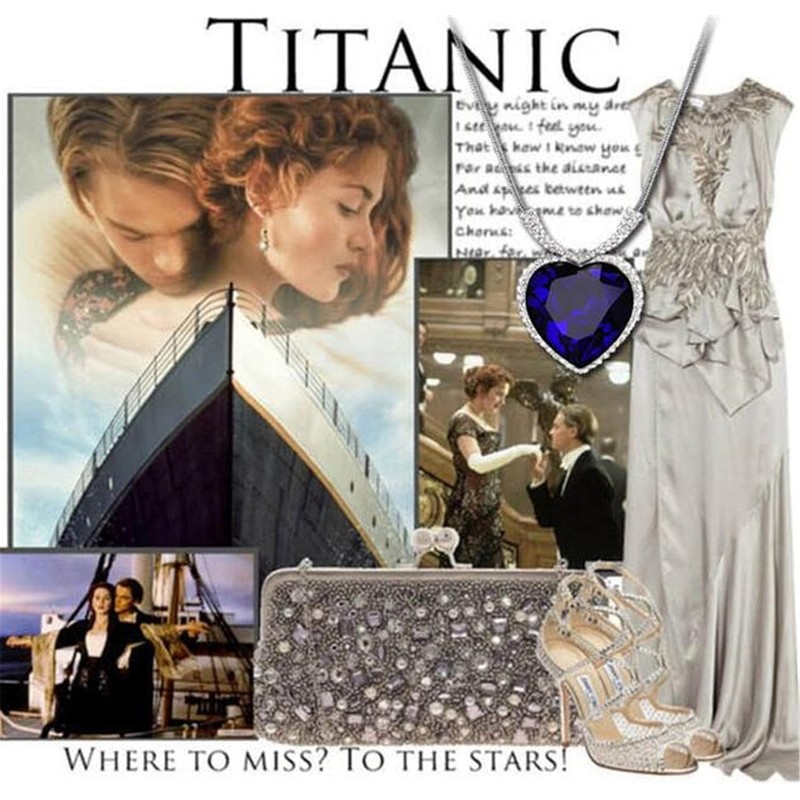 Titanic Blue Heart Necklace in Pouch
