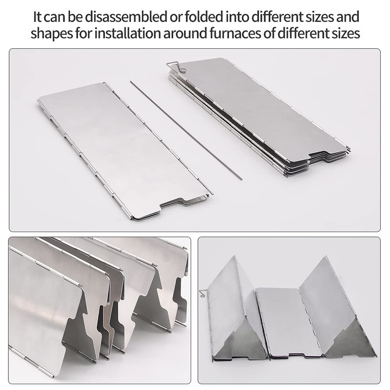10 Plates Stove Windscreen, Aluminum Stove Windshield with Drawstring Bag,