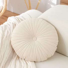 NatureMan Round Throw Pillow, Velvet Decoration Small Throw Pillow, Pumpkin Throw Pillow Cushion Suitable for living room sofa bed floor 13.7 inches, (cream)