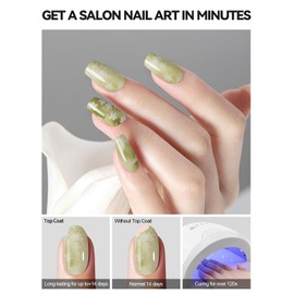 EBANKU Semi Cured Gel Nail Strips, Green Transparent Butterfly Flower UV Gel Nail Stickers Summer Gel Nail Wraps for Home Nail DIY Salon-Quality with Nail File, Nail Stick- UV Light Required