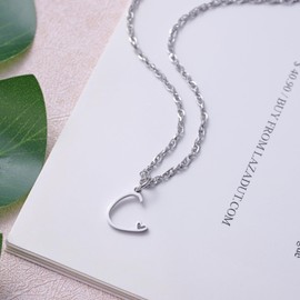 Initial C Necklace for Niece - Custom Name Jewelry Gift from Aunt, Uncle or Auntie - Birthday, Christmas, Graduation - Silver