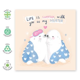 Central 23 Sweet Birthday Card For Couple - You As My Heater Seal - Cute Wedding Anniversary Card For Husband Wife - Boyfriend Girlfriend Christmas Valentines Card - Comes With Stickers