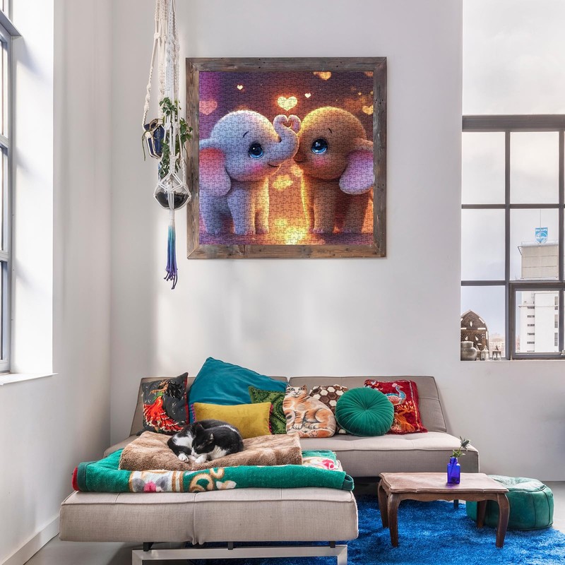 Funny Elephant Puzzles for Adults 1000 Pieces, Cute Animal Art