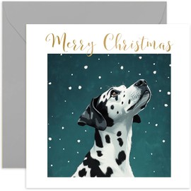 Dalmatian Dog Christmas Card for Men and Women - Xmas Gifs for Pet Owner from Dog - Beautiful Festive Artwork - Keepsake Present for Husband Wife Mum Dad - Blank Inside with Envelope