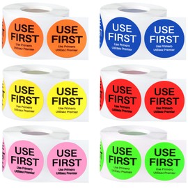 3000 Pcs 1.5 Inch Use First Inventory Control Label Permanent Adhesive Restaurant Quality Food Labels Use First Stickers Food Service Disposable Food Labels Small Circle Stickers (Assorted Colors)