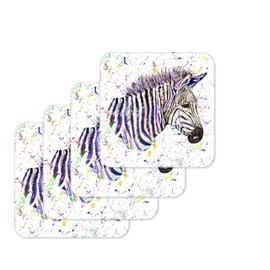 Coaster Zebra Wildlife animal Coasters Watercolour Art Gift Work Office Dining Tea coffee (4)