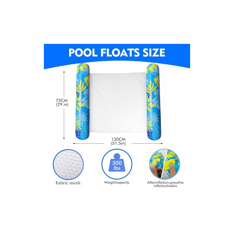 Inflatable Pool Floats Adult，5 Pack Multi-Purpose Pool Float Water Hammock，Pool