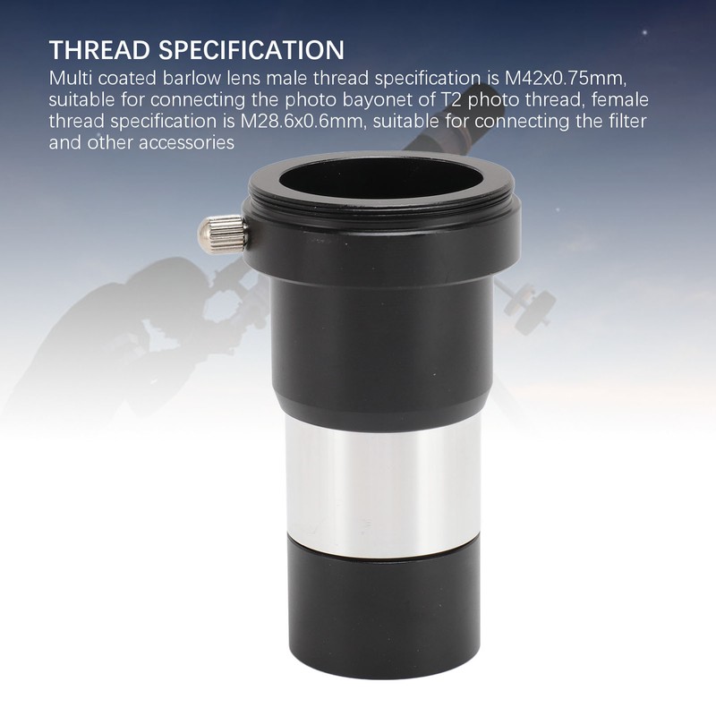 Barlow Lens 2X 1.25in Fully Multi Coated Metal Telescope Eyepiece
