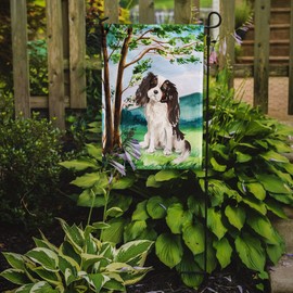Caroline's Treasures CK2001GF Under The Tree Tricolor Cavalier Spaniel Garden Flag Mailbox Flag Decorative Yard Flag Banner Outside Patio Artwork Yard Flower Beds, Garden Size, Multicolor