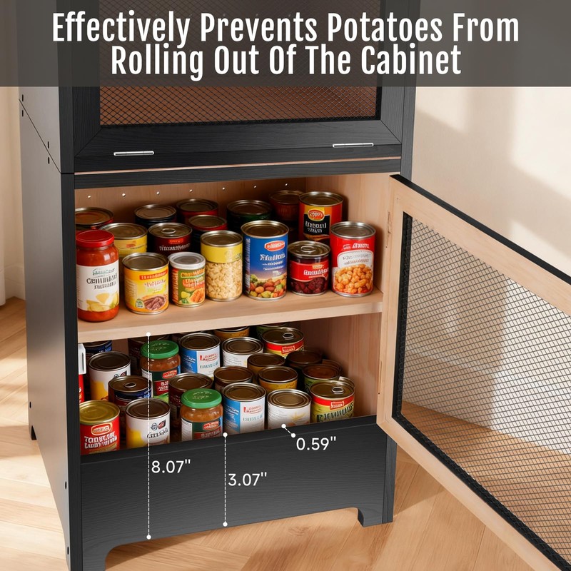 Large Potato and Onion Storage Bin - Wooden Stackable Bread