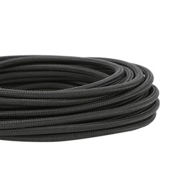 Nuodifan textile cable for lamps, textile-coated plastic cable, fabric cable, 3-core 3 x 0.75 mm² power cable with earth conductor for electrical items and DIY lamp accessories, black colour, 5 m