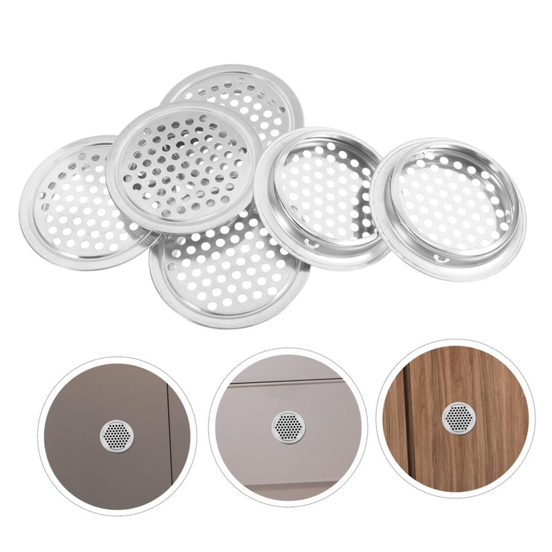 TEHAUX 6pcs Stainless Steel Round Air Vent Covers for Wardrobe