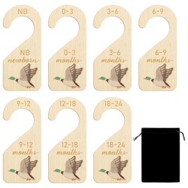 R HORSE 3D Wooden Baby Closet Dividers - 8Pcs Mallard Duck Baby Closet Organizer, Double-Sided Newborn Clothes Size Hanger Dividers Nursery Decor Birthday Gift for Boys Girls, 0-24 Months
