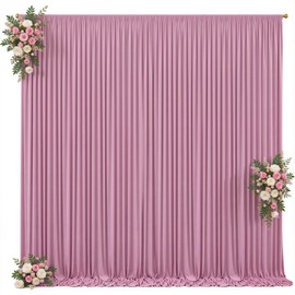 10x10ft Pink Backdrop Curtain for Wedding Parties Wrinkle Free Fabric Dusty Pink Drapes Backdrop Decoration for Baby Shower Birthday Photography Decoration 2 Panels, 5ft x 10ft