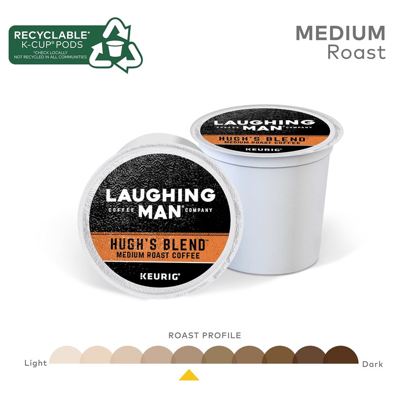 Laughing Man Hugh's Blend Keurig Single-Serve K-Cup Pods, Medium Roast