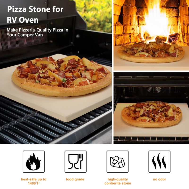 Small 10x10 Inch Cordierite Pizza Stone for RV Camper Oven