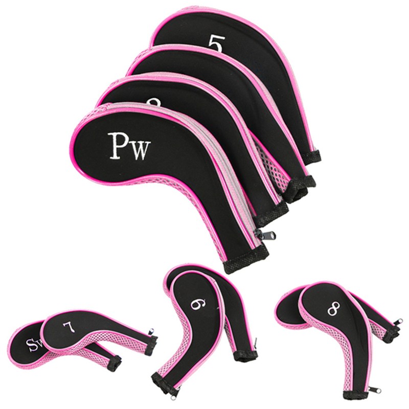 10pcs Neoprene Golf Club Iron Head Covers Putter Set Protector