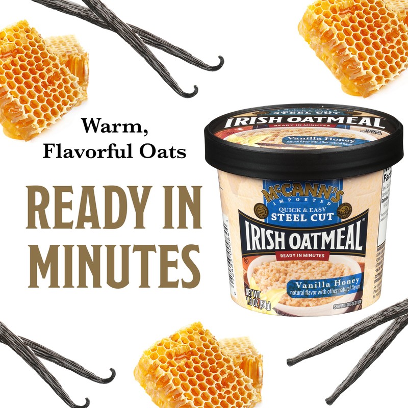 McCann's Irish Oatmeal Instant Oatmeal Cup, Vanilla Honey, 1.9 Ounce