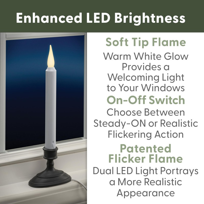 612 Vermont LED Electric Window Candles with Sensor Dusk to