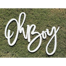 Oh Boy Sign for Backdrop,Wood Baby Shower Sign,Boy Birthday Sign,Photo Booth,Gender Reveal Birthday Party Supplies