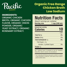 Pacific Foods Low Sodium Organic Free Range Chicken Broth, 48 oz Carton
