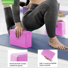 Bloques de Yoga 2 Pzas, Bloque Yoga Espuma de EVA con Correa de Estiramiento, Yoga Blocks Alta Densidad/Superficie Ligera, Suaves y Antideslizantes para Apoyar Profundizar Posturas/Pilates/Meditación