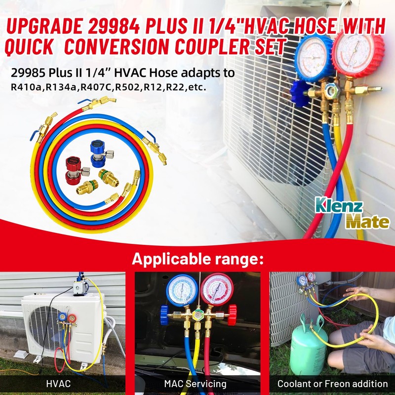 2026 New 29984 Plus II 48"（4FT）1/4" HVAC Hose with Quick