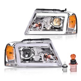 LQI LED DRL Projector Headlights Compatible with Ford F150 2004 2005 2006 2007 2008 /Fit 06-08 Lincoln Mark Bumper Headlamp Clear Lens 7L3Z13008FA 7L3Z13008EA 7L3Z13008CA