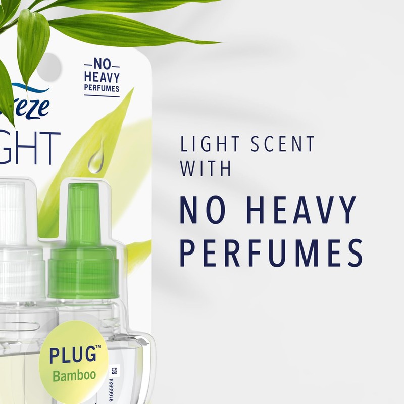 Febreze LIGHT Fade Defy PLUG Air Freshener, Bamboo, (2) .87