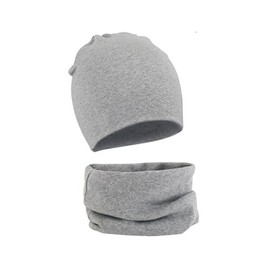 WUWYOUWL Baby Cotton Soft Beanie Hat + Loop Scarf Two Piece Set for 1-3 Unisex Baby Autumn and Winter (UK, Age, One Size, 3 Years, Grey)