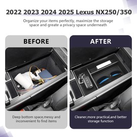 Center Console Organizer Compatible with 2022 2023 2024 2025 Lexus NX350 NX250 Accessories 2024 2025 Lexus NX350 NX250 Armrest Console Organizer Armrest Organizer Tray (Black)
