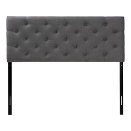 Baxton Studio Viviana Modern and Contemporary Grey Fabric Upholstered Button-Tufted Full Size Headboard