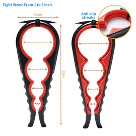 Otstar Latest Jar Opener, 5 in 1 Multi Function Bottle Opener Ring Pull Can Opener Kit for Weak Hands, Elderly, Arthritis Sufferers (Black and Red)