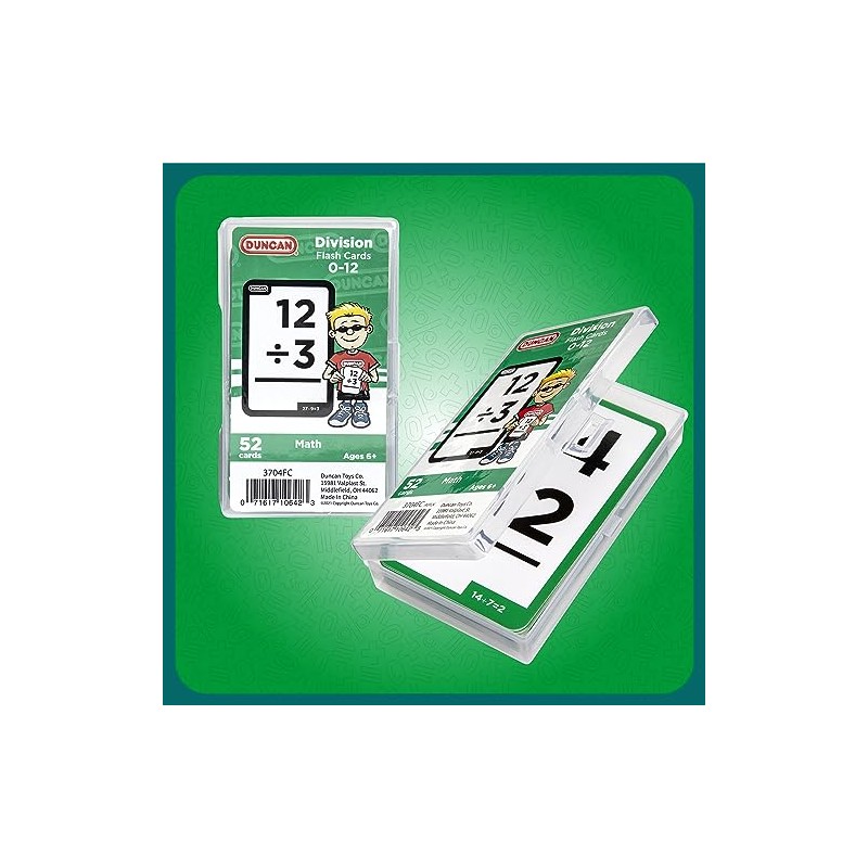 Duncan Flash Cards- Division, Green & White, (3704FC), Medium
